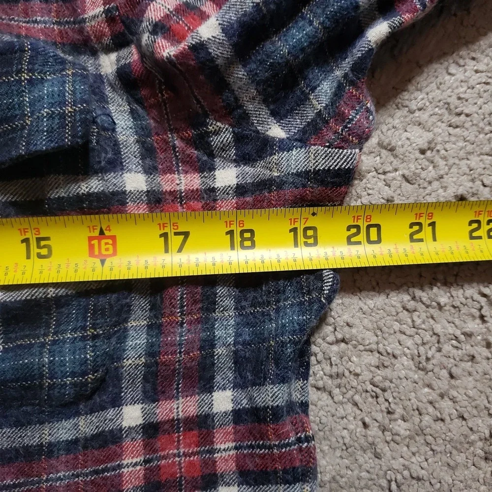 Vintage Ralph Lauren Flannel Shirt Mens Med (FITS SMALL) Plaid Silk Wool Cotton